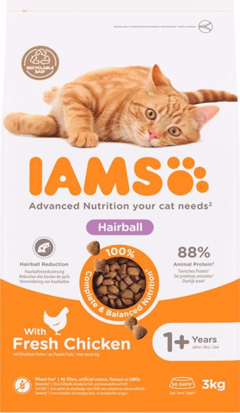 Iams Adult Hairball Control Chicken 3 kg.